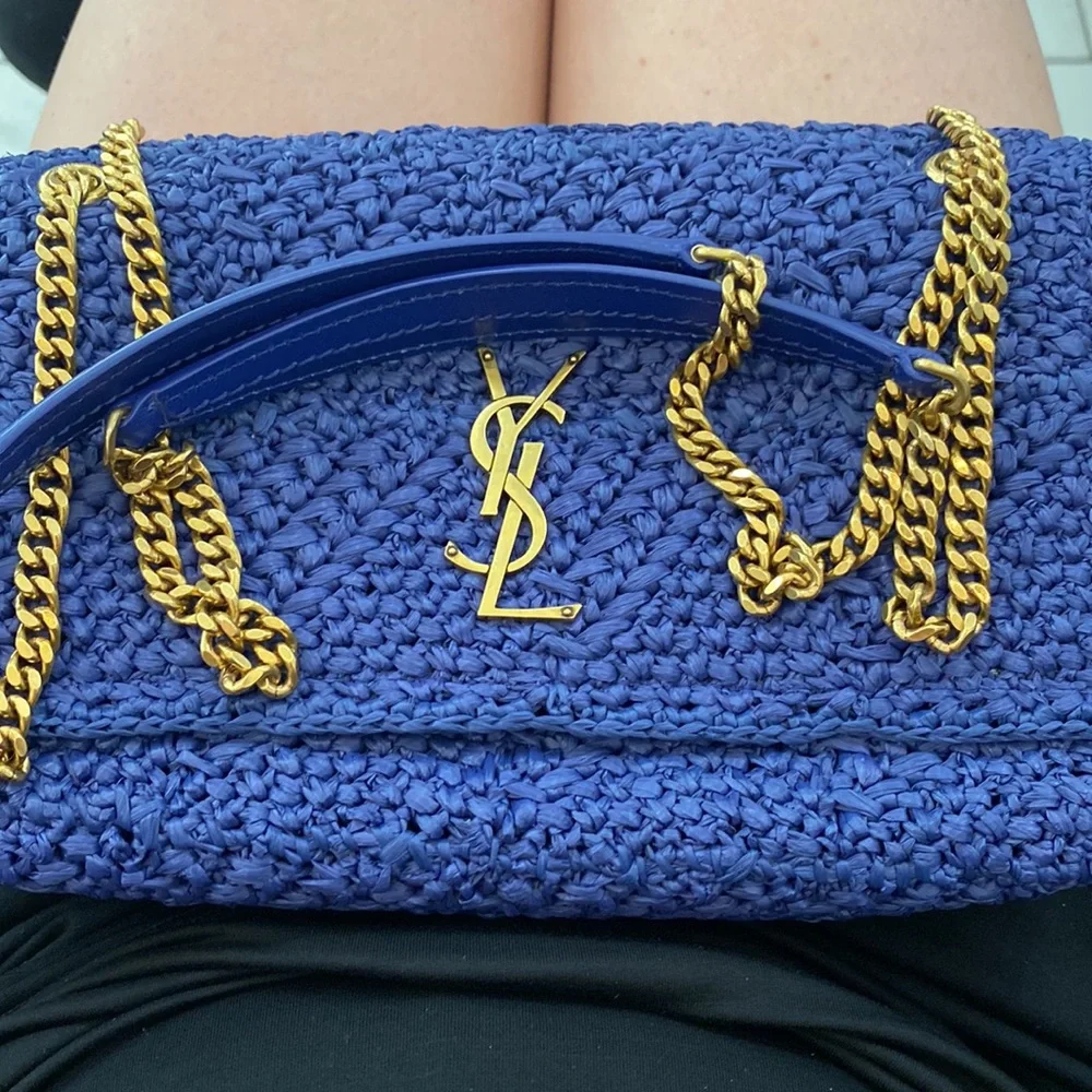 Jamie Medium YSL Crochet Raffia Shoulder Bag. - Picture 8 of 8